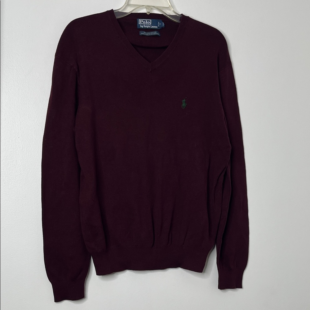 Polo by Ralph Lauren Men's Deep Burgundy V-Neck Sweater